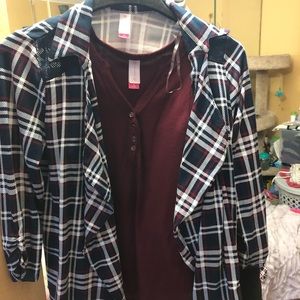 Plaid over top and tank top